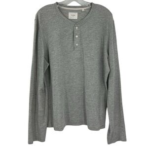 Billy Reid T-Shirt Mens Henley Long Sleeve 82% Cotton Gray L